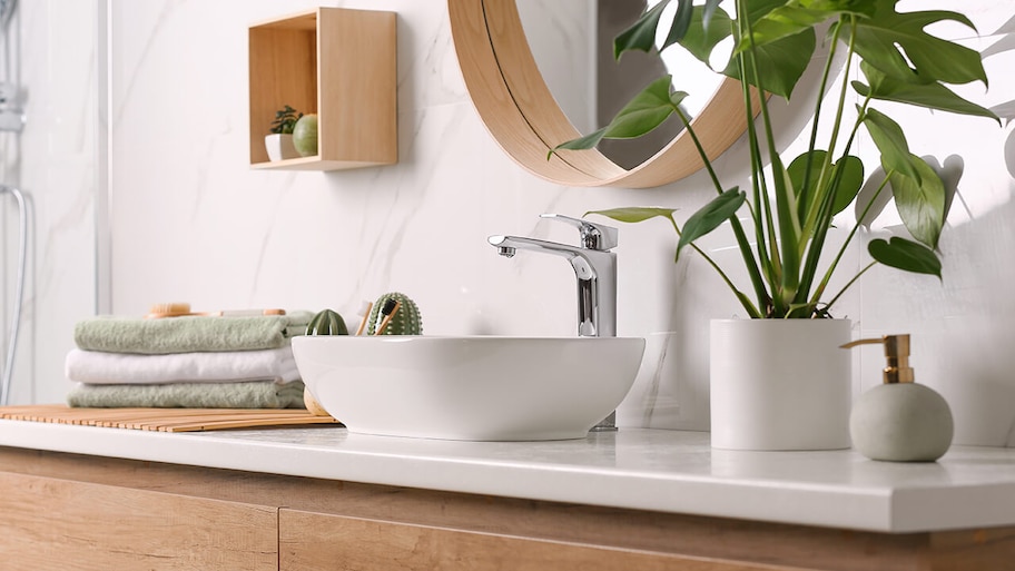 new vanity in stylish modern bathroom